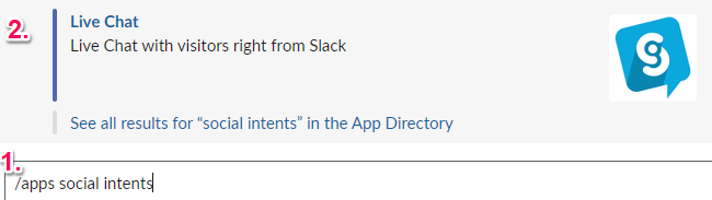 Comandos de aplicativos em Slack.