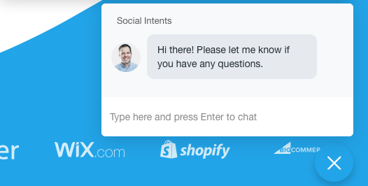 Chatbot de vendas mostrando uma mensagem de vendas pró-ativas.