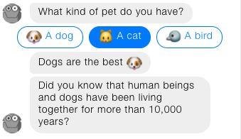 Chatbot comunicando-se com emojis.