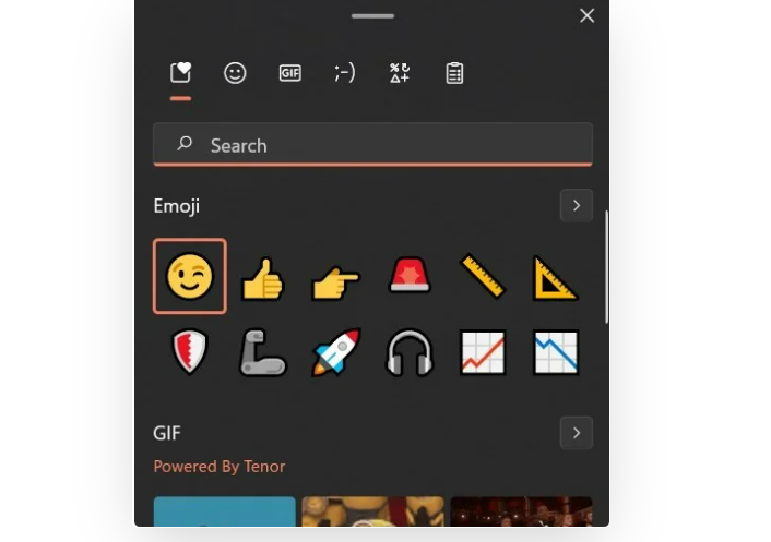 Painel Emoji em Windows.