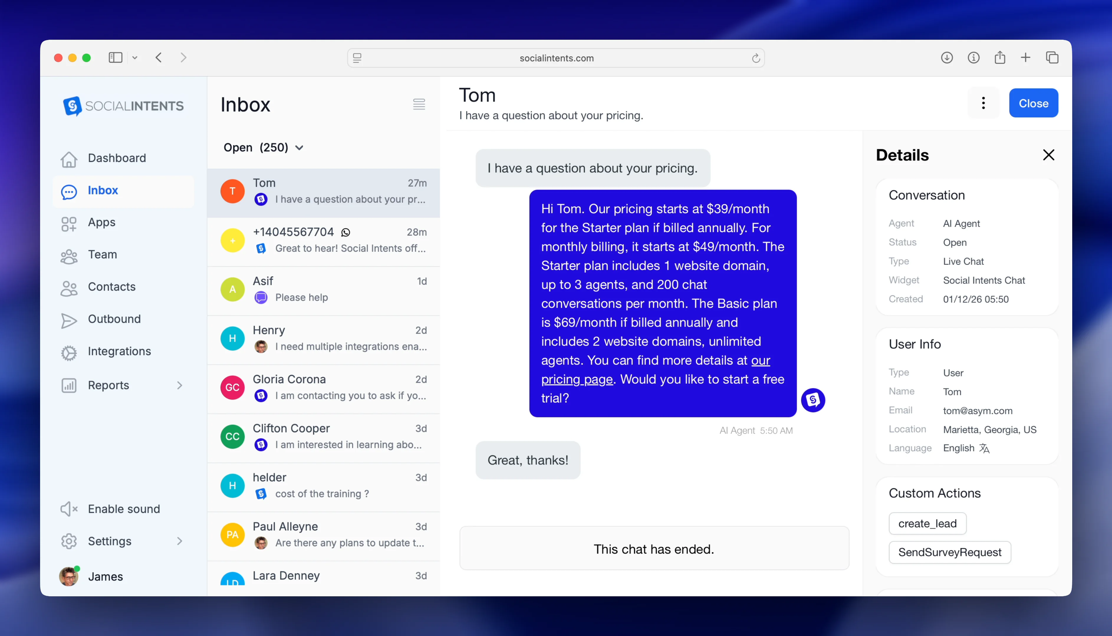 Painel de intenções sociais