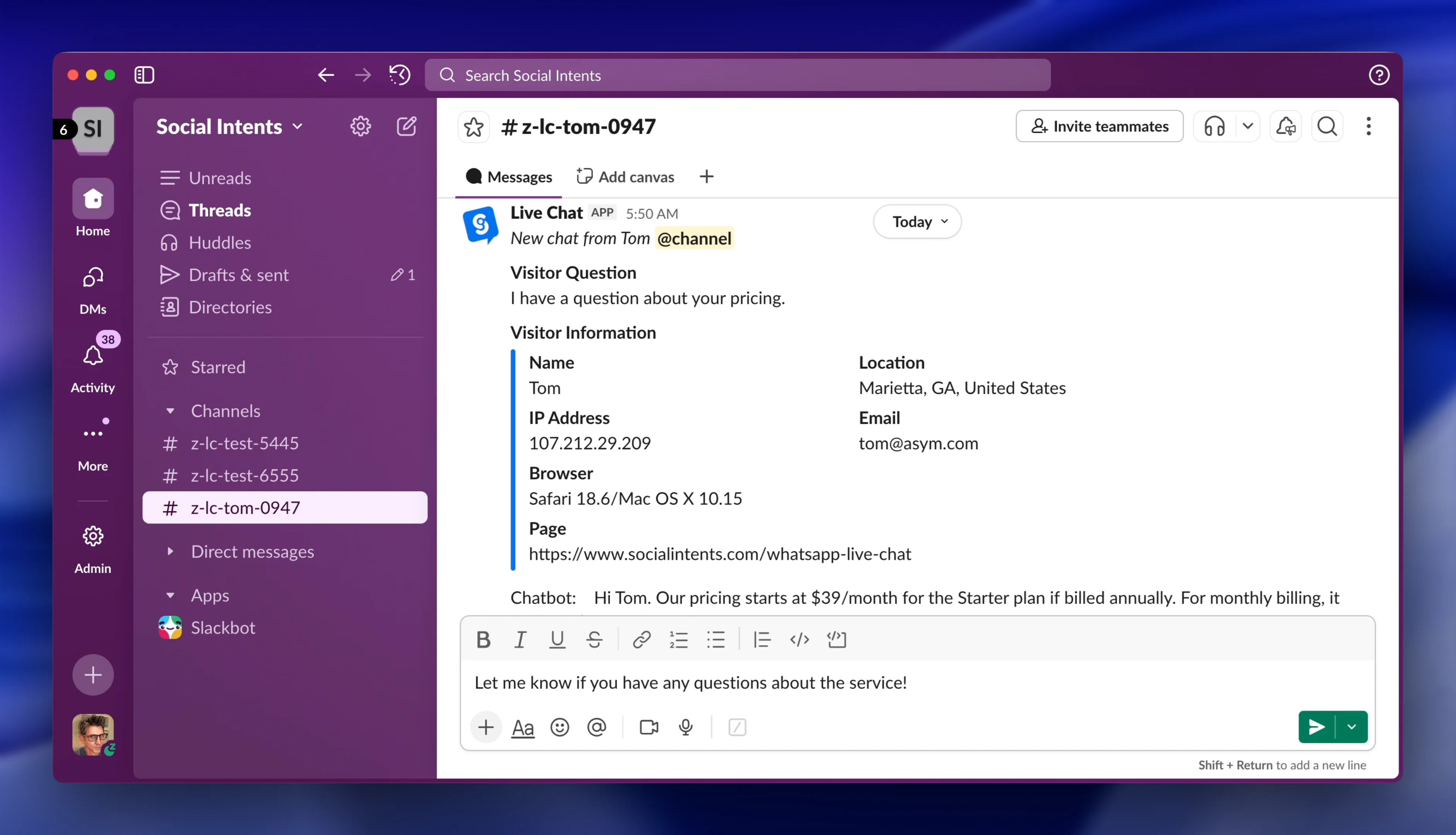 Integração com o Slack